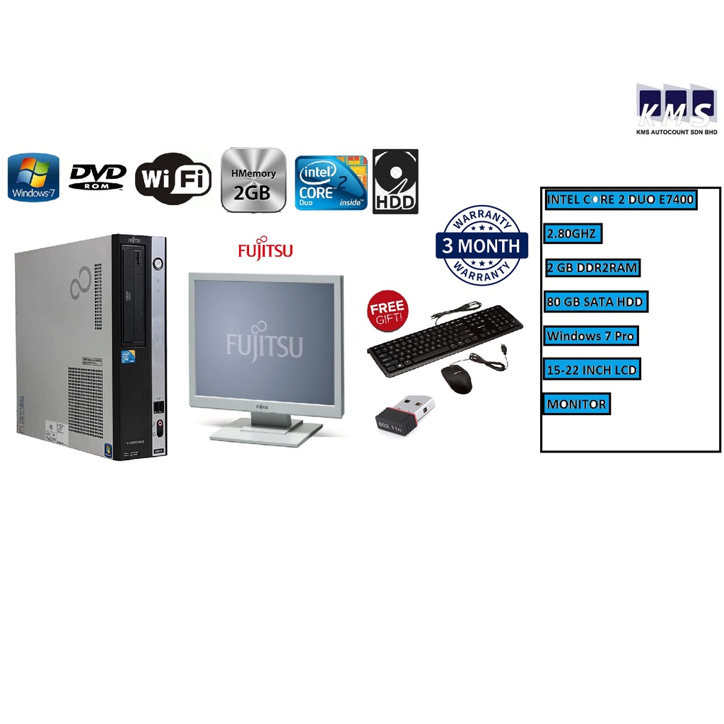 (REFURBISHED)Desktop FUJITSU Core 2 Duo Pc Set / 2GB RAM / 80GB HDD ...