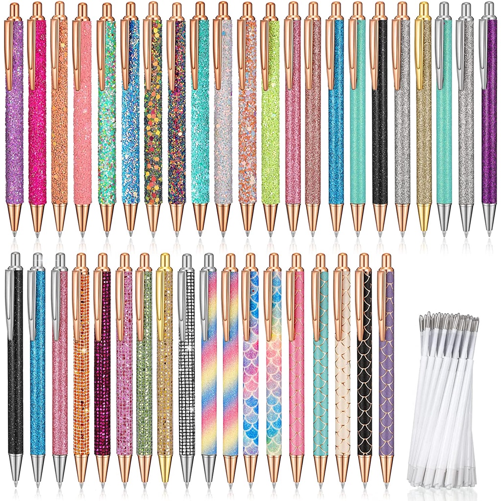 5Pcs Pretty Glitter Pens Gold Colorful Ballpoint Pens Black Ink Medium ...