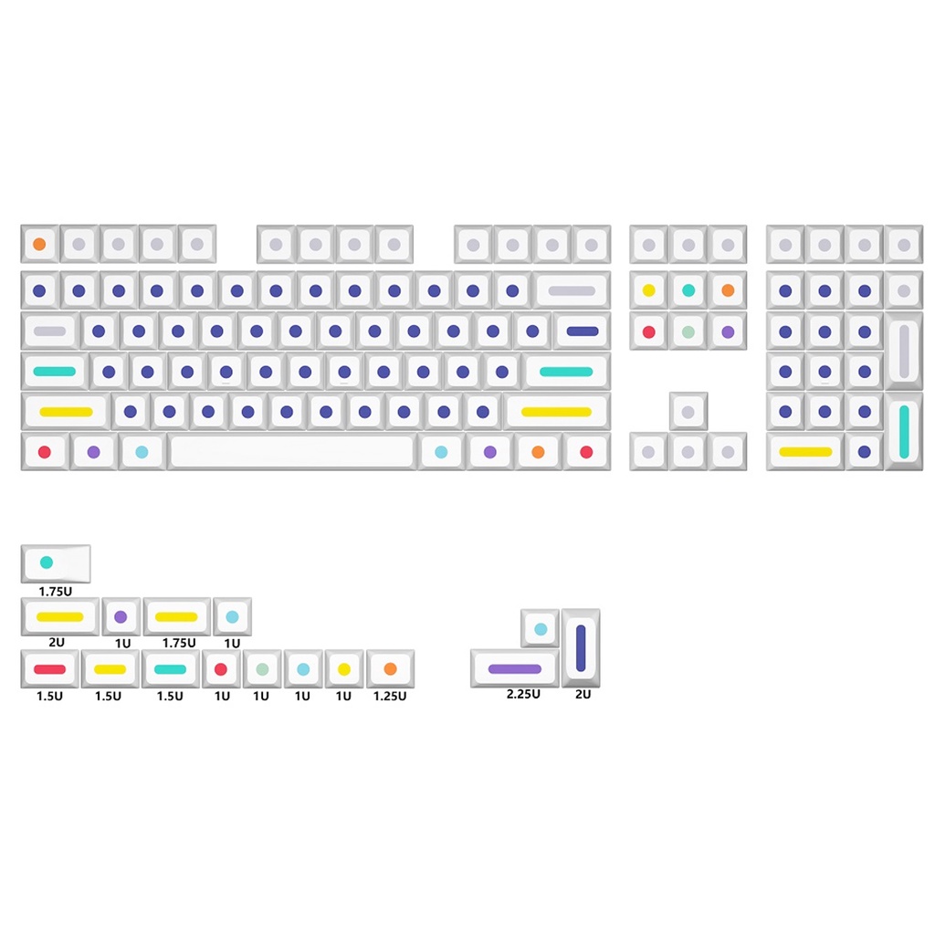 XDA V2 DOT WORLD DYE SUB KEYCAP SET THICK PBT FOR KEYBOARD 87 TKL 104 ...