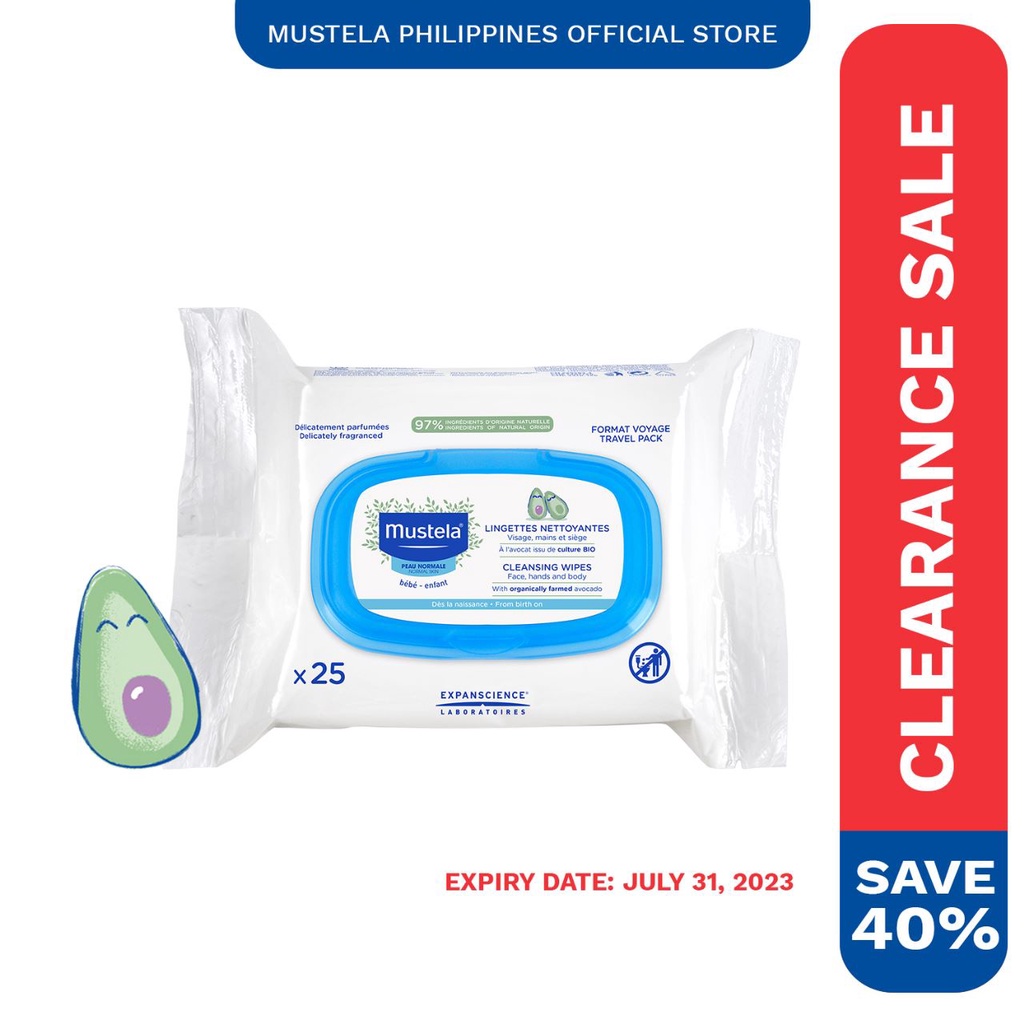 Mustela Clearance Cleansing Wipes x25, Normal Skin (Expiry Date July