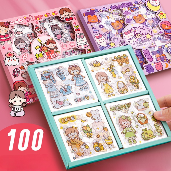 Little Pudding 100 cute girl heart hand curtain sticker children's ...