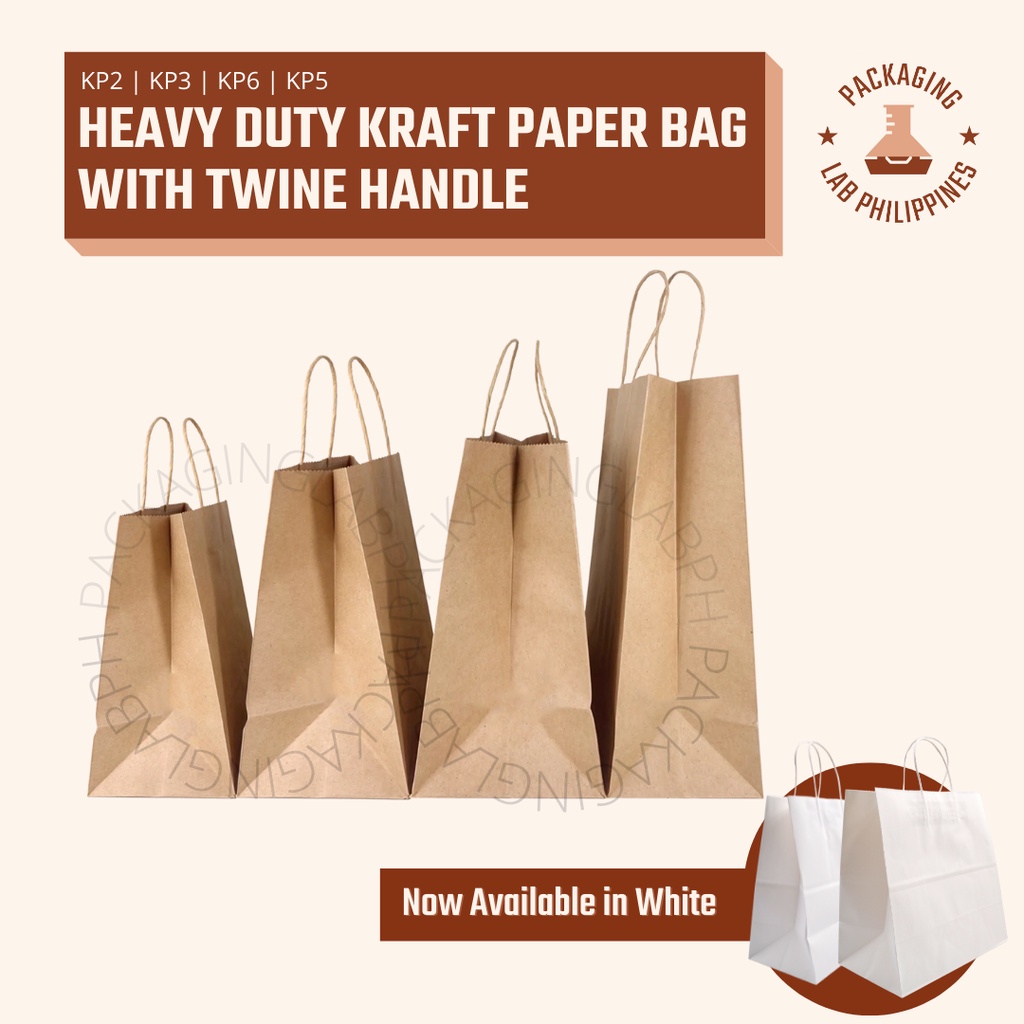 10pcs Heavy Duty Kraft Paper Bag with twine handle Shopee