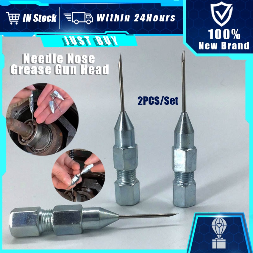 2Pcs Steel Needle Nose Grease Gun Head Nozzle Adaptor 8mm Needle Nose