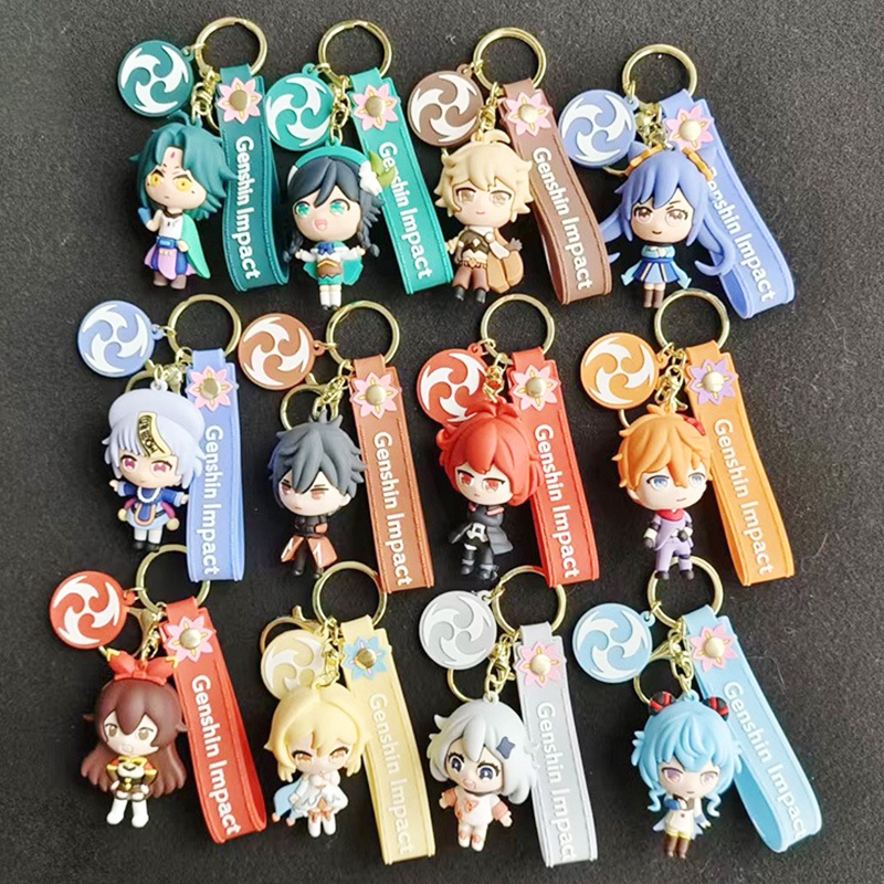 Game Genshin Impact Keychain Zhongli Keqing Xiao Silicone Cute Key Ring ...