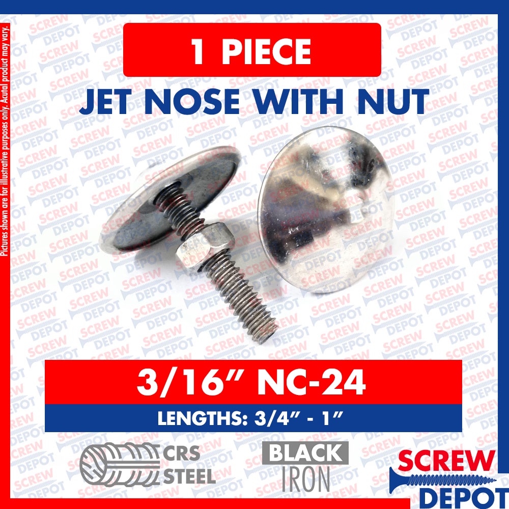 1SET Jetnose with Nut 3/16 x 3/4 or 1 inch Umbrella Bolt Decorative