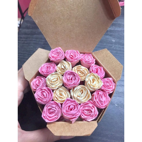Mini Paper Flowers in a Box Origami (BUNDLE OF MINI PAPER FLOWERS) 19pcs flowers Shopee