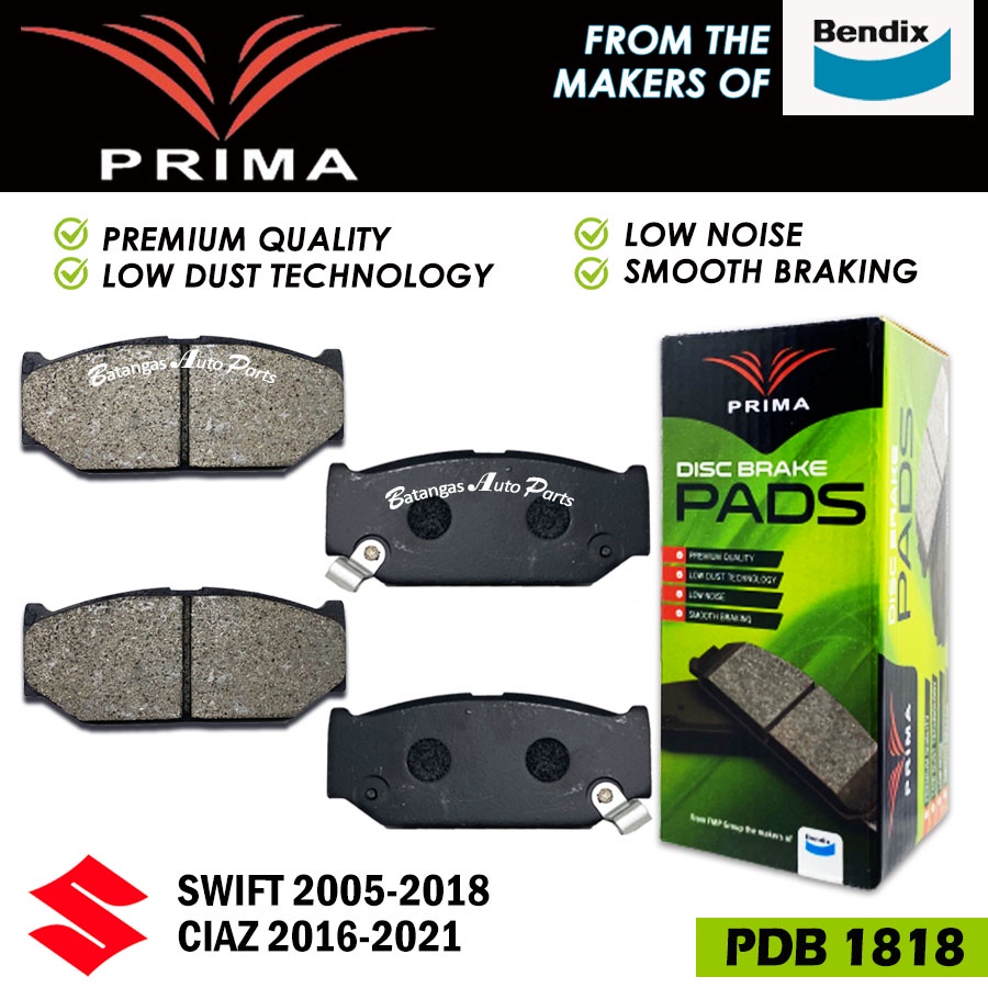 BRAKE PAD SUZUKI SWIFT 2005-2018 / CIAZ 2016-2021 1SET 4PCS PRIMA ...