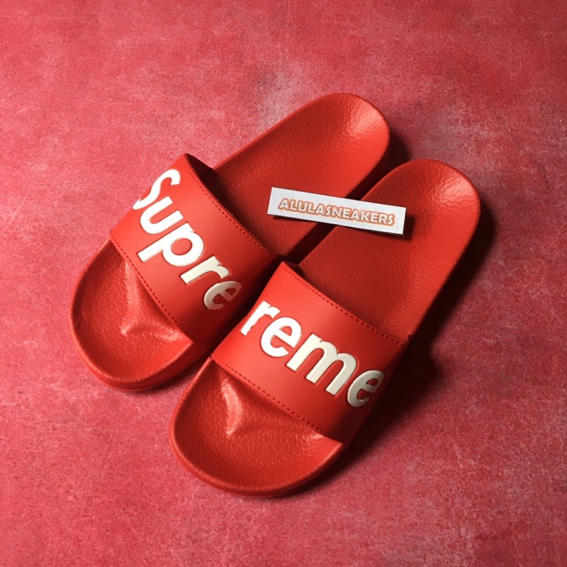 Red Black Phylon Supreme Design Embossed Slide Sandals Anti Slip