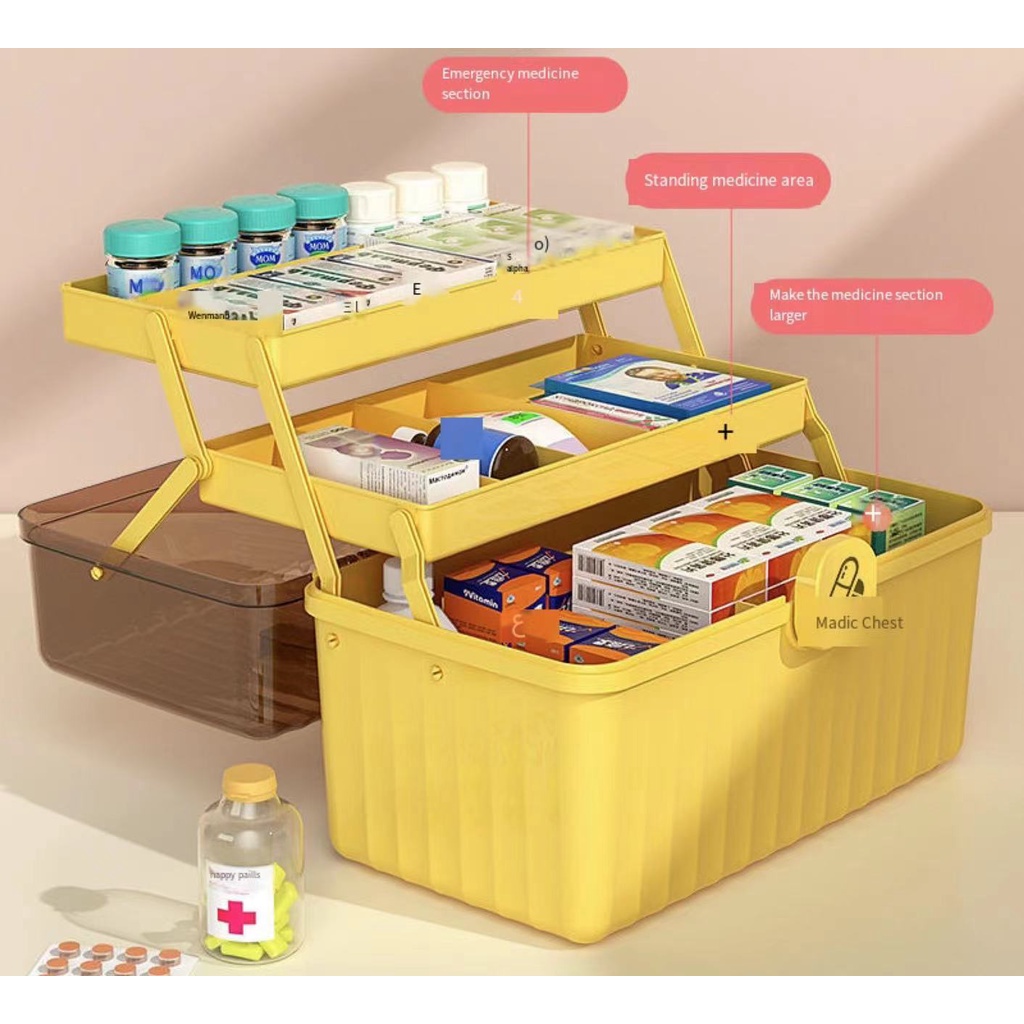 Ready Stock】First Aid Kit Storage Box Plastic Family First aid box ...