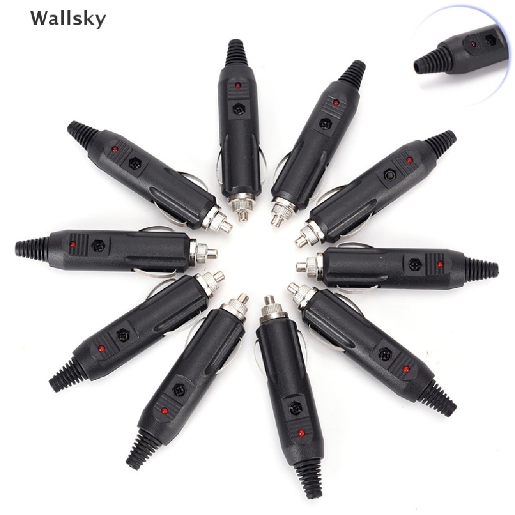 Wallsky> 5Pcs/Set 12V Male Car Socket Plug Connector + Fuse Red LED NEW