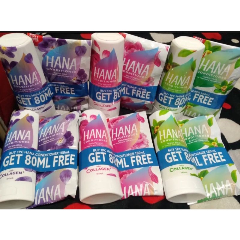 New HANA CONDITIONER with COLLAGEN 180ml +80ml Sachet Bundle Shopee