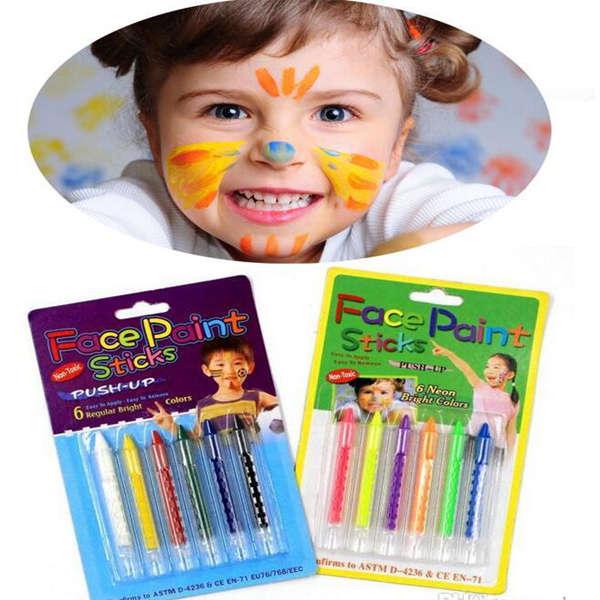 Face Paint Crayons Sticks Push-up Set 6 Colors Pens Costume for ...