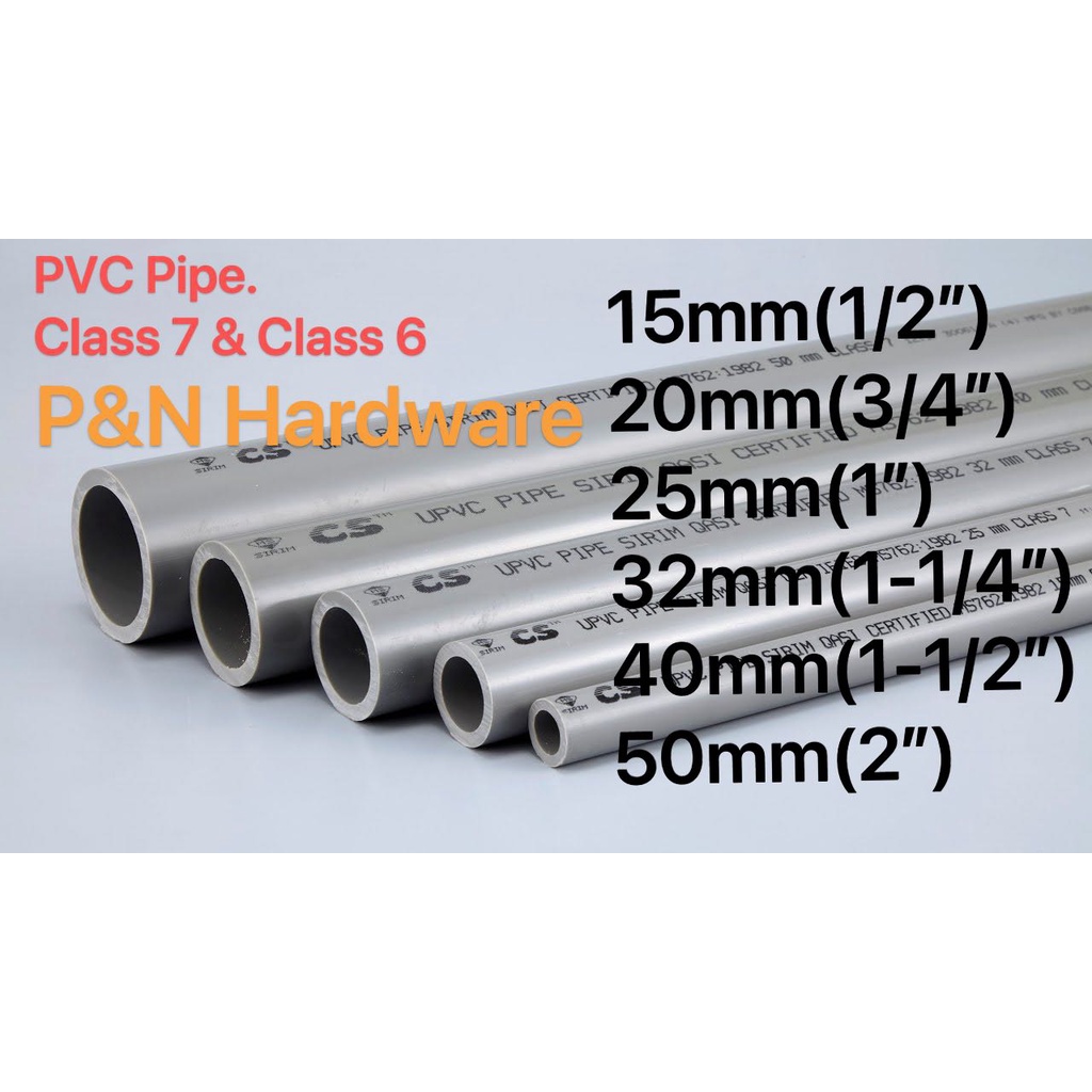 PVC PIPE (CLASS 7&6)GREY15MM(1/2"),20MM(3/4"),25MM(1"),32MM(11/4"),40MM(11/2"),50MM2"){TEBAL