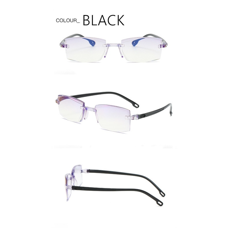 New Men Women Rimless Reading Glasses Anti Blue Light Bifocal Far Near Magnification Eyewear 8574