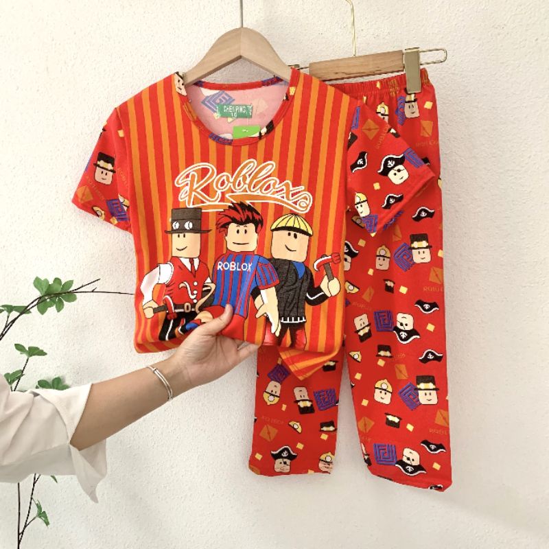New ROBLOX Kids Terno Pajama Sleepwear Set Pantulog Pambahay COD Shopee Philippines