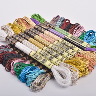 24 Pieces Metallic Embroidery Floss Multicolor Embroidery Skein Threads Glitter Embroidery Thread Cross Stitch Polyester Thread for Friendship Bracel