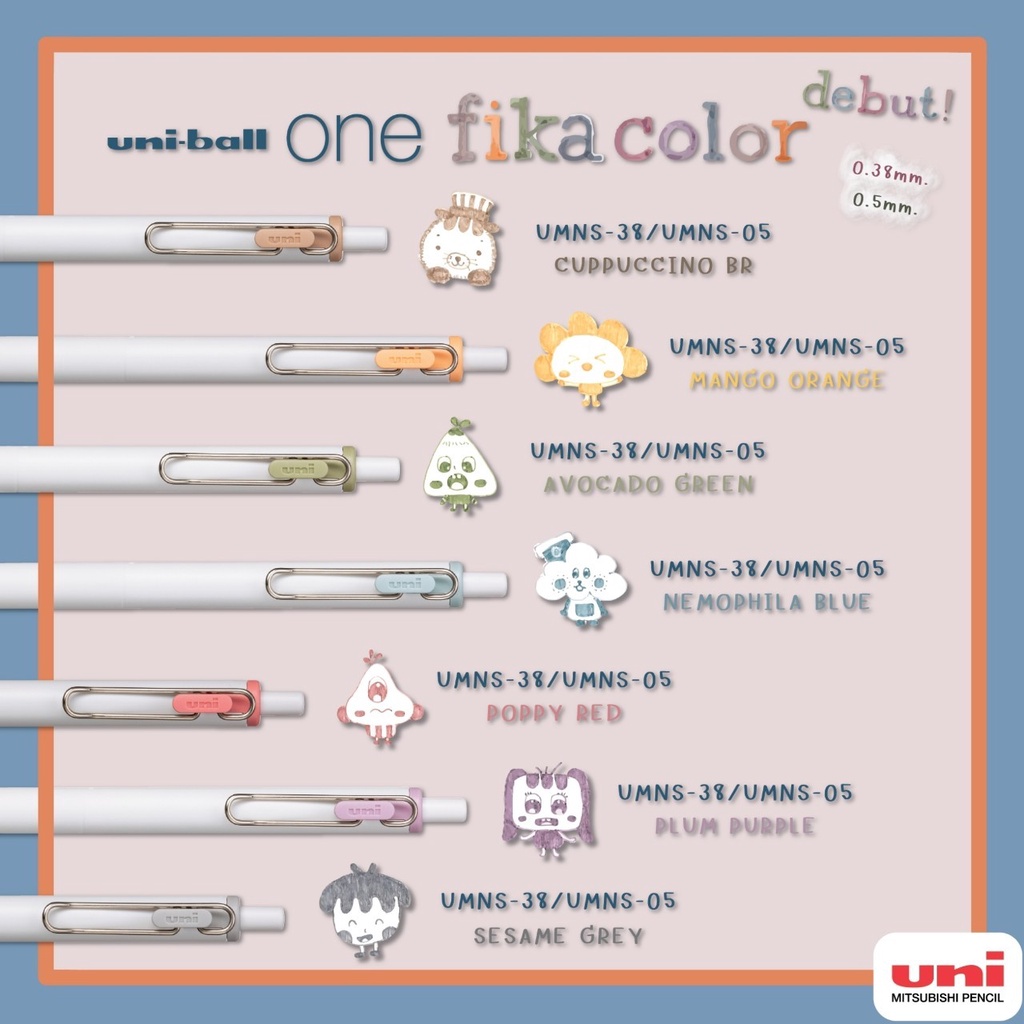 Uniball One Gel Pen UMNS FIKA Color Limited Assortment 2022 Shopee