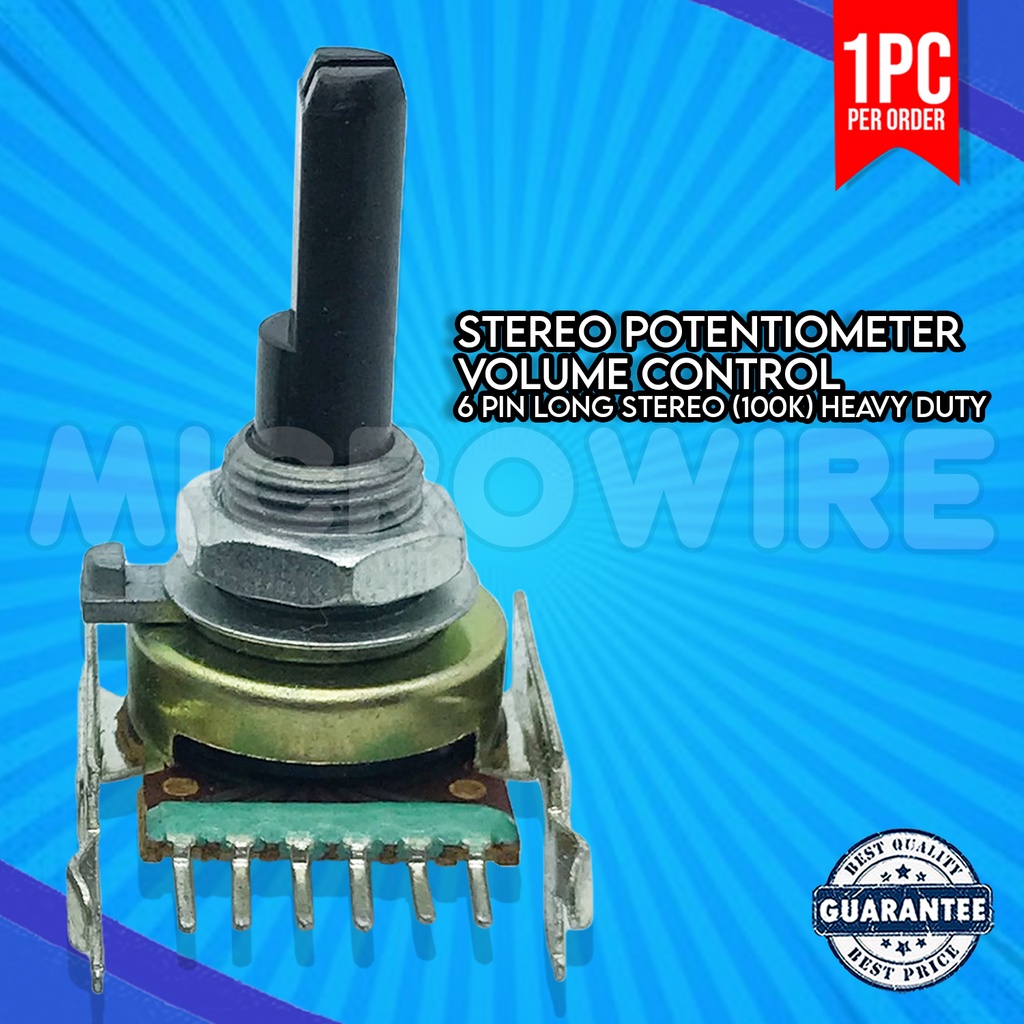 Stereo Potentiometer Volume Control 6 Pin long Stereo (100K) Shopee