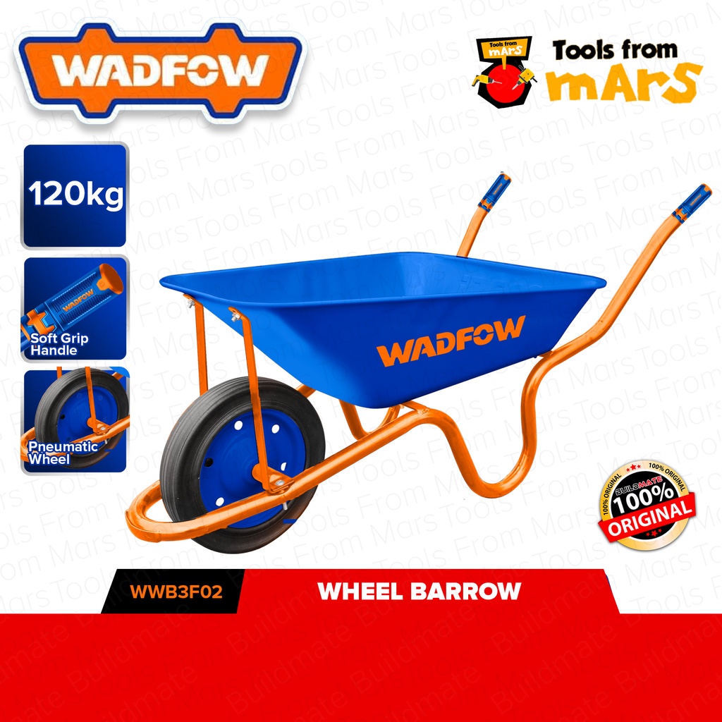 WADFOW Wheel Barrow 120KG Solid Wheel Garden Cart Utility Garden