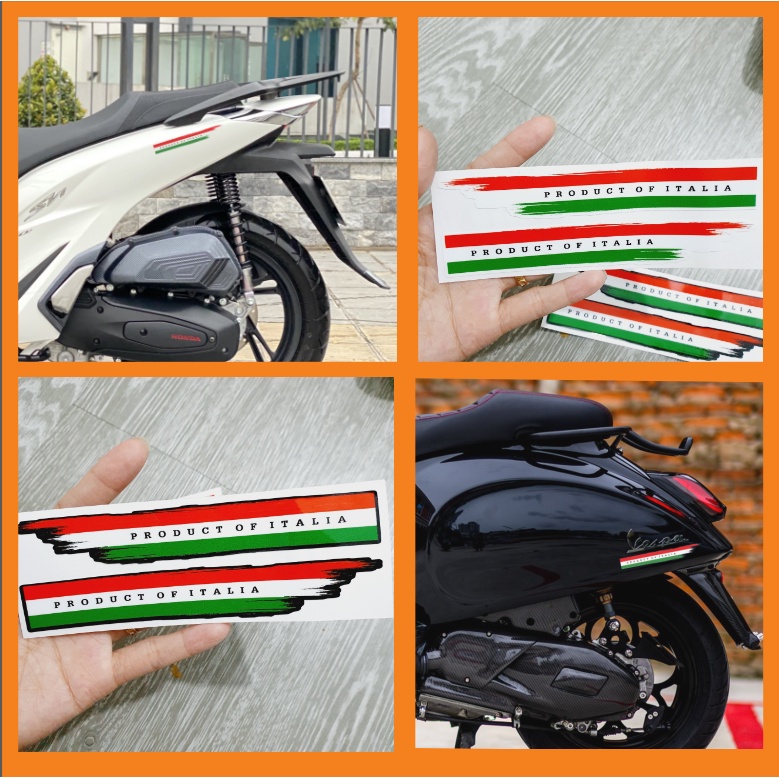 1 bag of 2 Italian flag stickers, 3 colors red white blue, 15 x 3cm