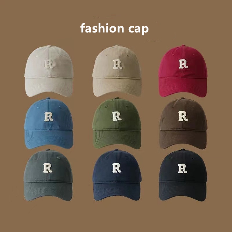 R logo baseball cap girl small face cap sports cap man Korean fashion