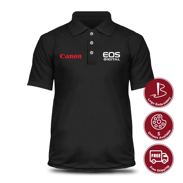 CANON EOS T Shirt Polo Collar TShirt Shirts Tshirt Embroidery