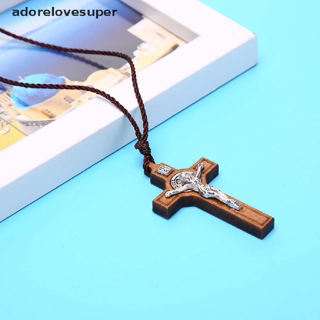 AD1PH Retro Jesus Cross Necklace Wood Metal Pendant Jewelry Charm Necklace Gift Martijn Shopee