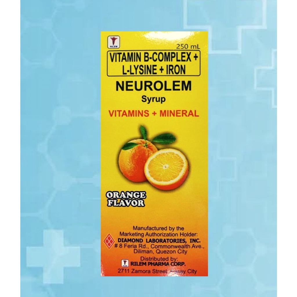 NEUROLEM (VITAMIN COMPLEX + LLYSINE + IRON 250ML Shopee Philippines
