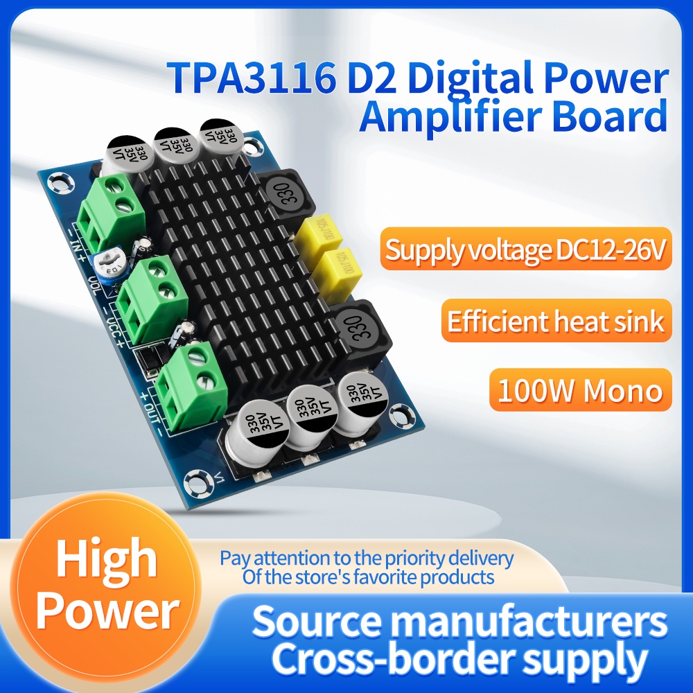 XH-M542 TPA3116D2 Mono 100W Digital Amplifier Board Digital Audio Power ...