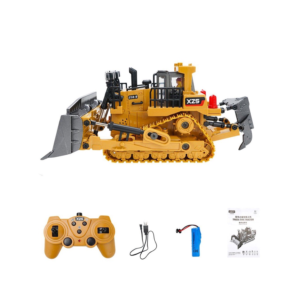 CCFine Remote Control RC Construction Bulldozer Toy Tractor Front Loader Excavator 9CH Full
