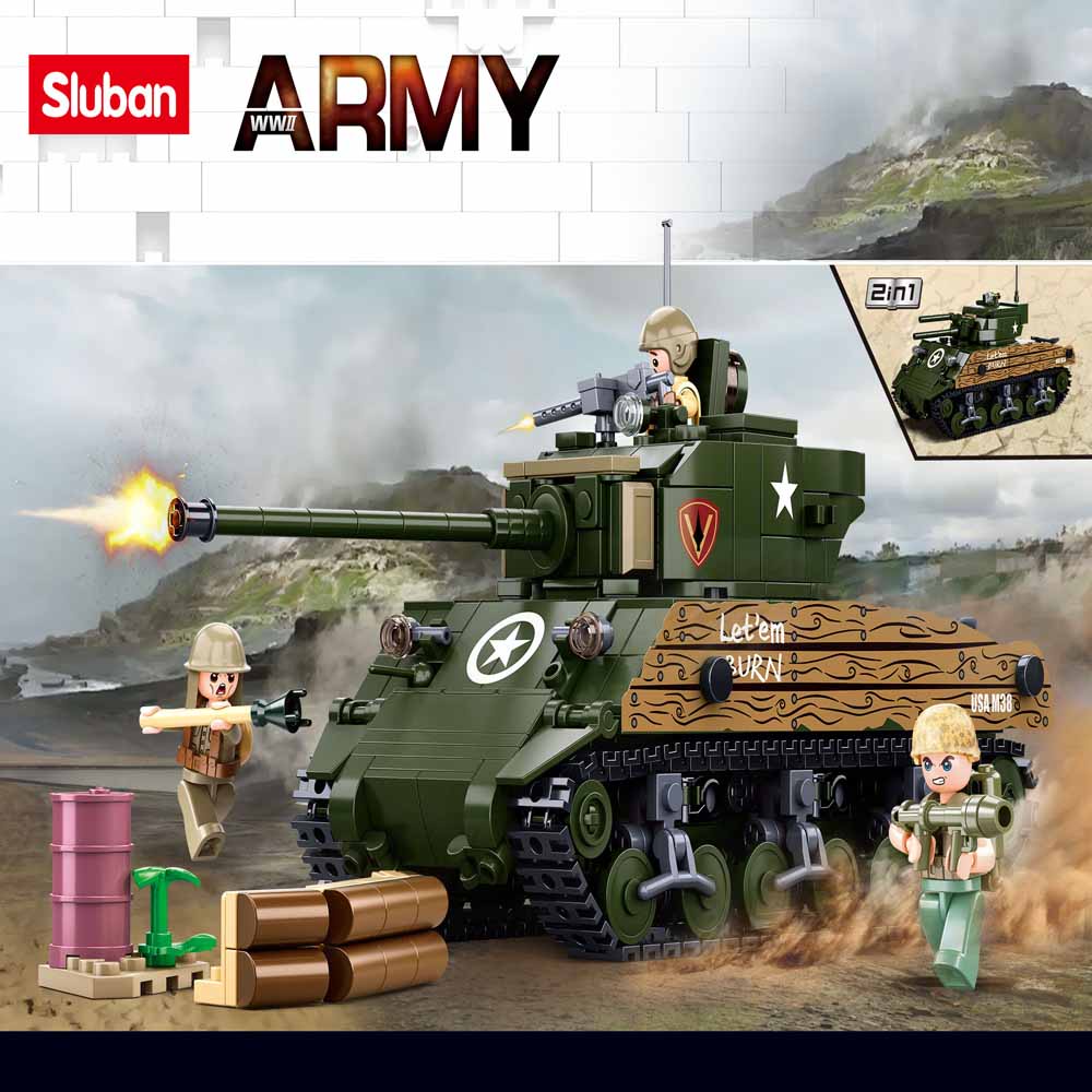 Sluban Building Block Toys World War 2 B1110 M4A3(76W) Medium Tank ...