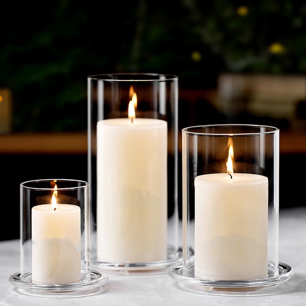 BESPORTBLE Home Decor Candle Holder Cylinder Glass Candle