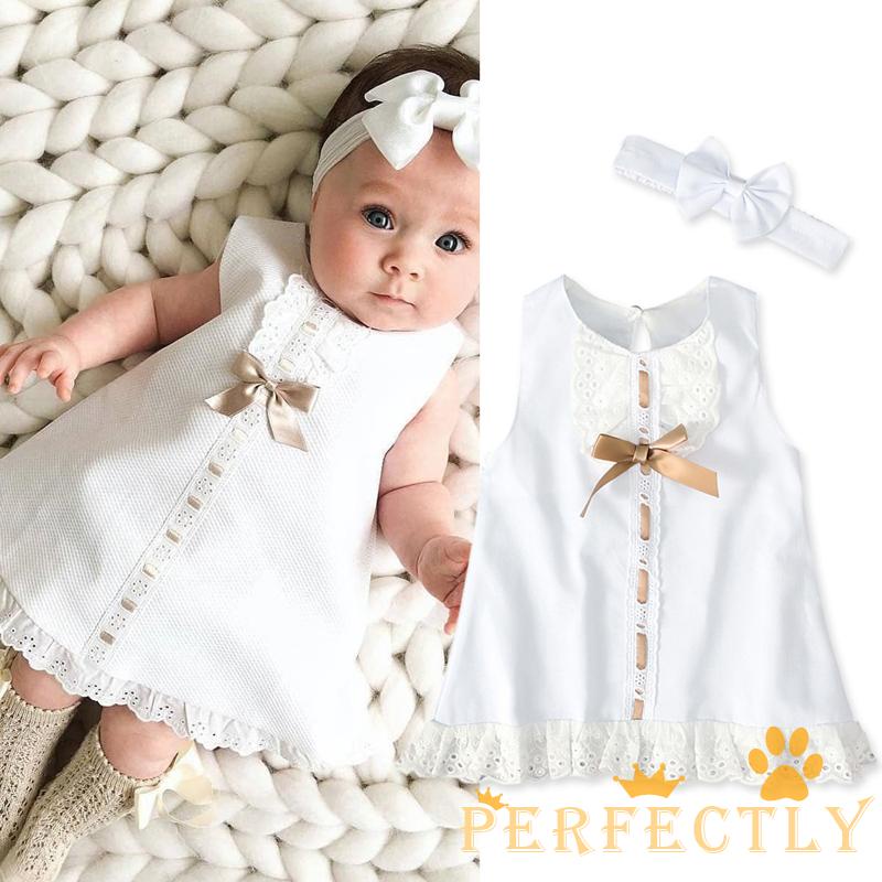 Coerni Girls' Tulle Flower Princess Wedding Dress 3 6 9 12 18 Months Baby Girl Bowknot Tutu Gown Dress With Headwear