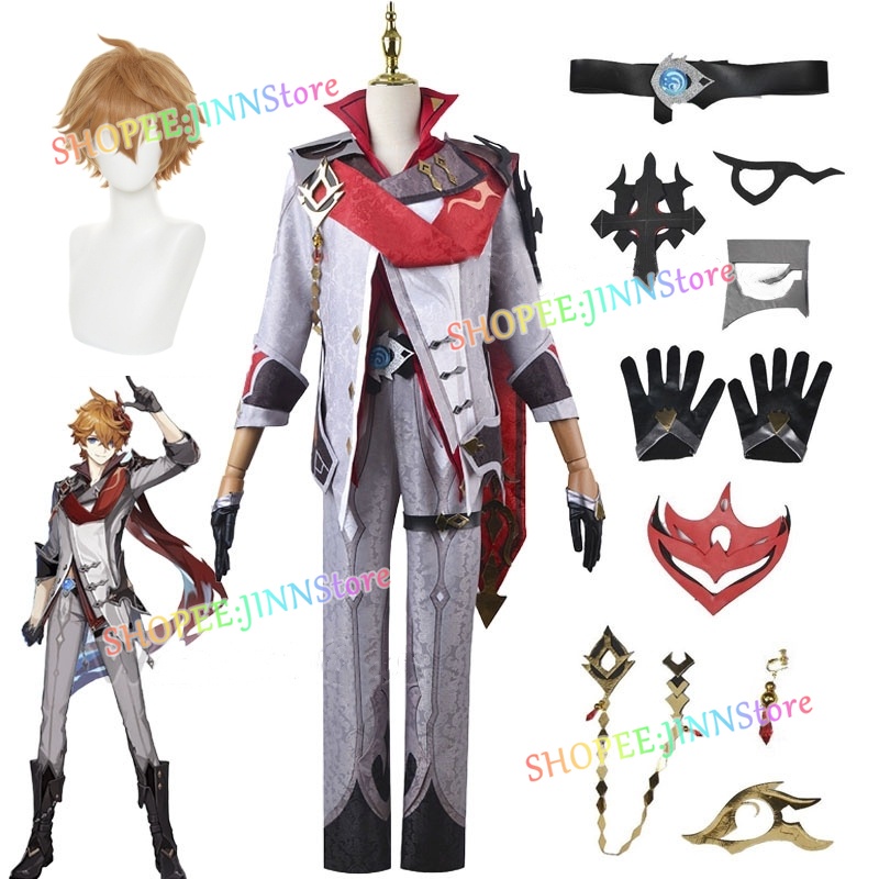 Jn-genshin Impact Tartaglia Cosplay Costume Game Suit Tartaglia Wigs 