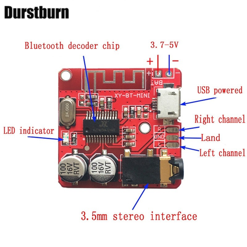 3.7-5V Wireless Bluetooth MP3 Decoder Board BLE 4.1 Circuit Board ...