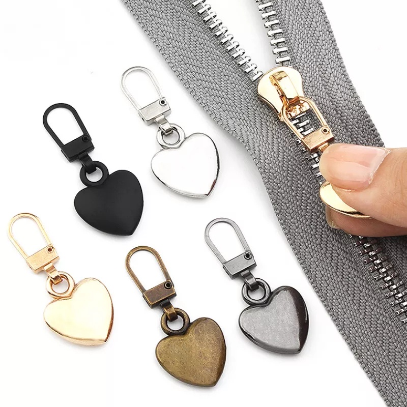 Universal Detachable Metal Zipper Pullers Heart Shape Zipper Sliders