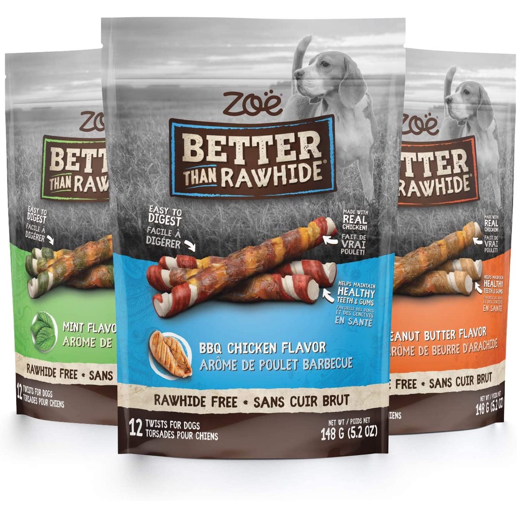 Zoe Better Than Rawhide Twists Dog Treat 12 Pcs / Pack (5.2 oz