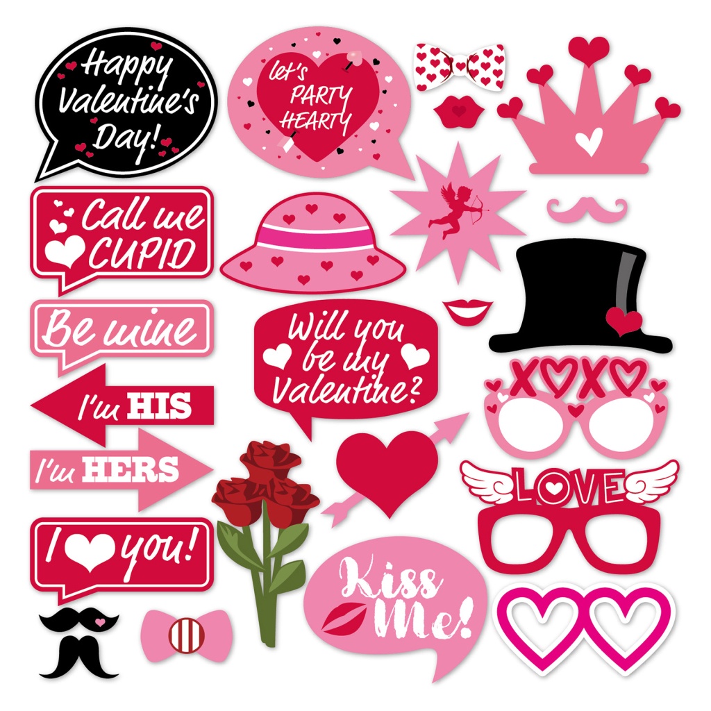 [EPAY] 25pcs Valentine's Day Photo Props Party Decoration Duable Paper ...