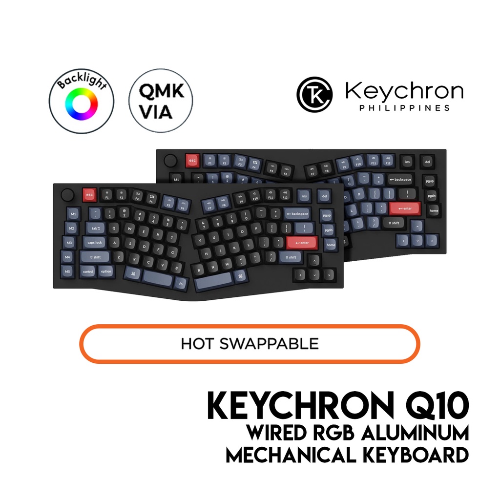Keychron Q10 with Knob QMK Mechanical Keyboard, Carbon Black, 75% Alice ...