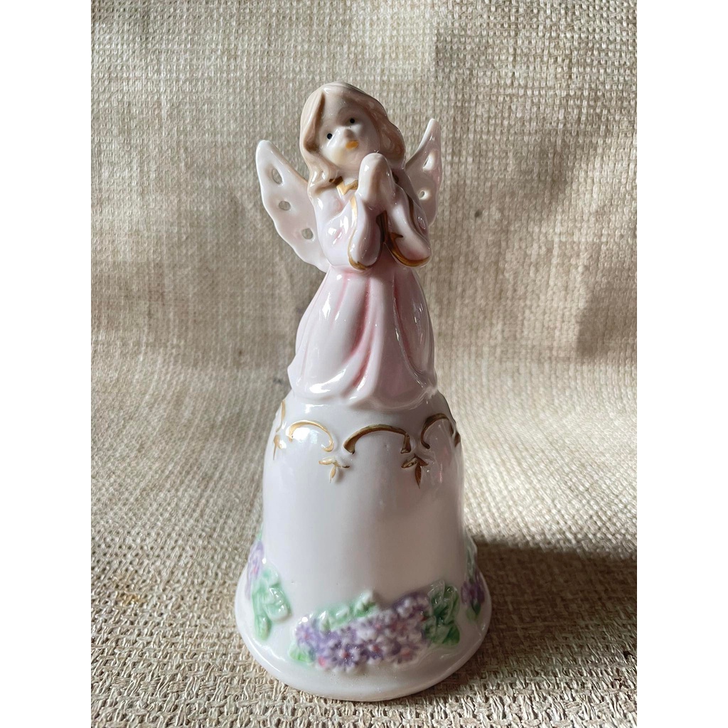 Pink Angel Praying Vintage Flower Pattern Bell Decorations | Shopee ...