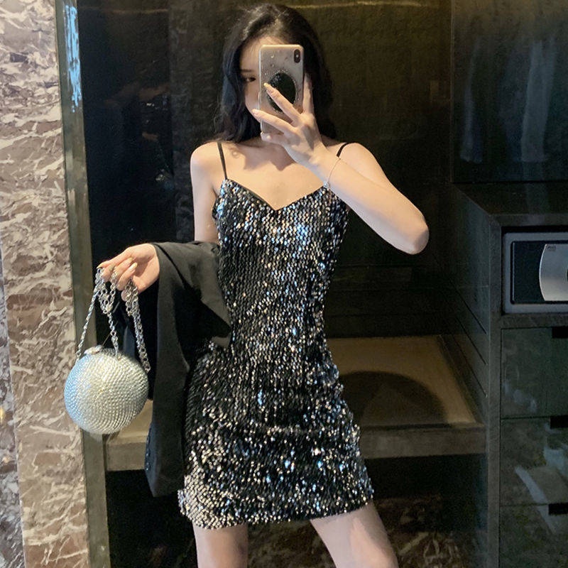 glitter dress bodycon dress Nightclub dress women's nightclub work ...