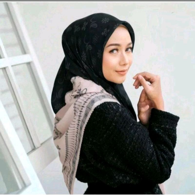 HITAM Latest HIJAB!! Standard Size Mono Black Rectangular hijab/Rectangular hijab / hijab
