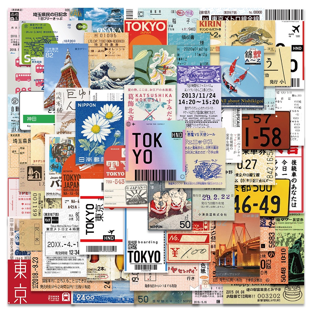 xs627-60 pcs Japanese travel ticket local attractions graffiti ...