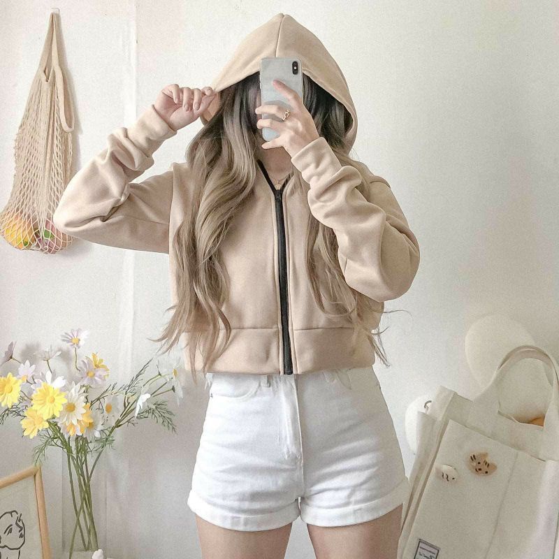 Hoodie crop top jacket sale