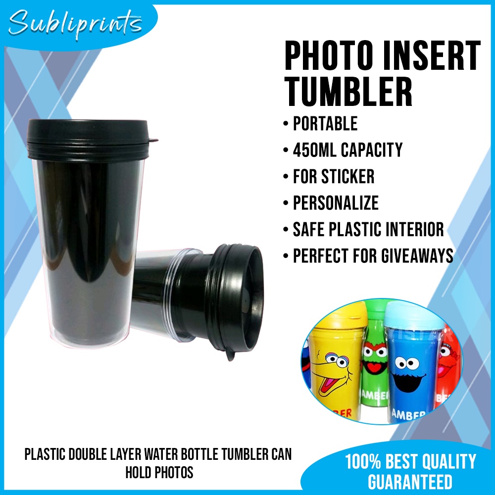 Photo Insert Tumbler 450ML Acrylic Plastic Commercial Bottle Giveaway ...