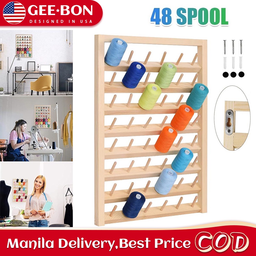 GEEBON 48 Spools Sewing Thread Rack Wall-Mounted Cones Stand Needlework ...