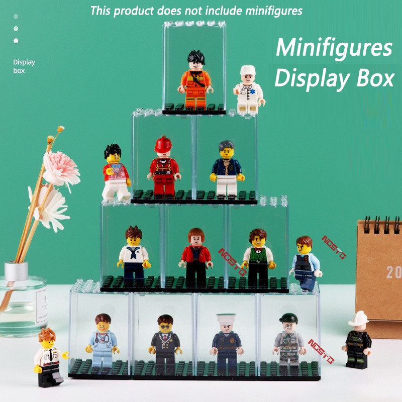 Construct Puzzle Building Blocks Minifigure Display Case Collection ...