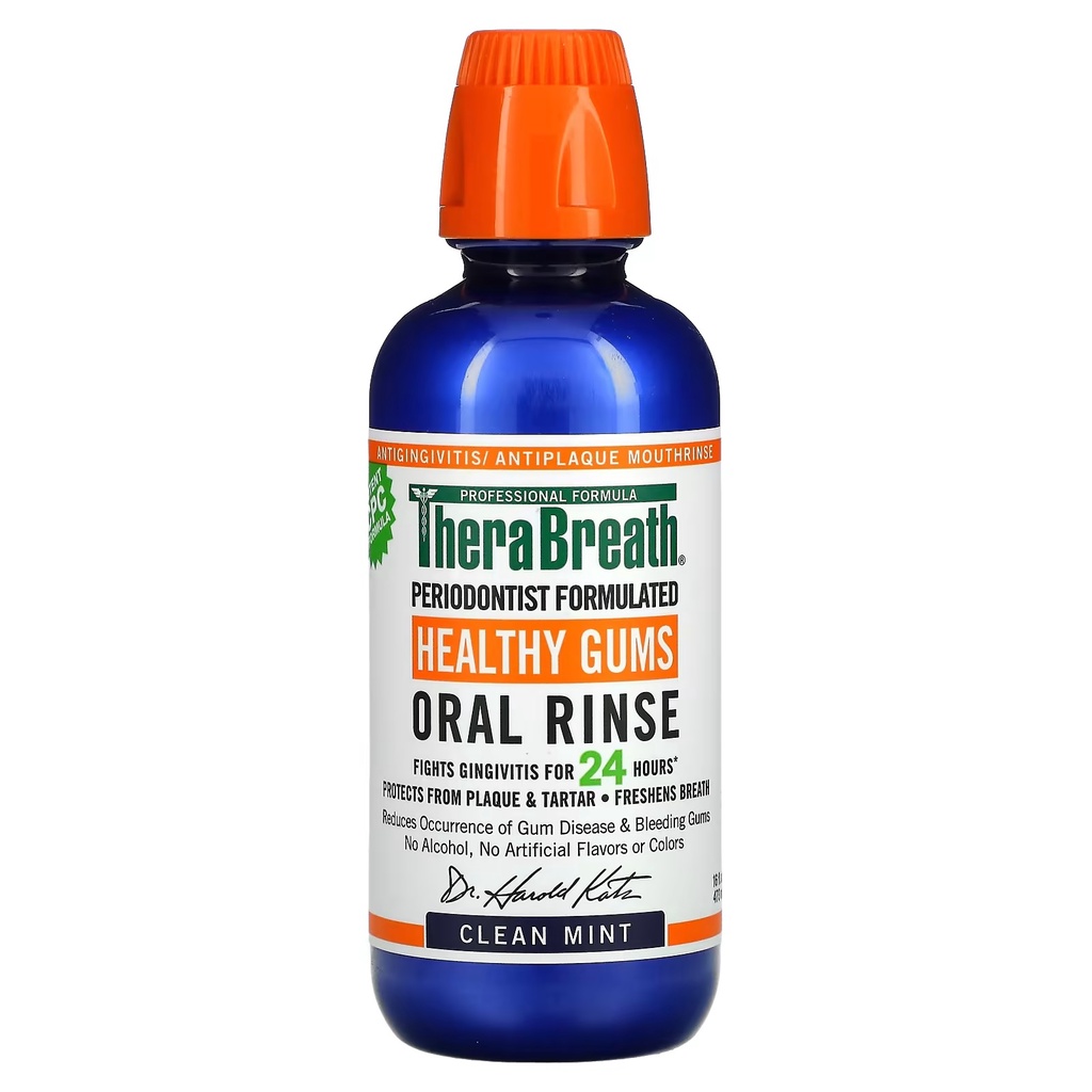 Anti gingivitis/ Antiplaque Healthy Gums Oral Rinse, Therabreath Clean