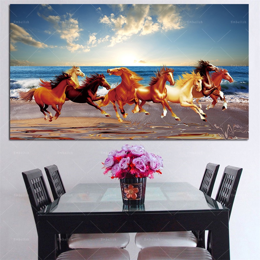 8 Running Horses Animal Canvas Painting House Decoration Living Room ...