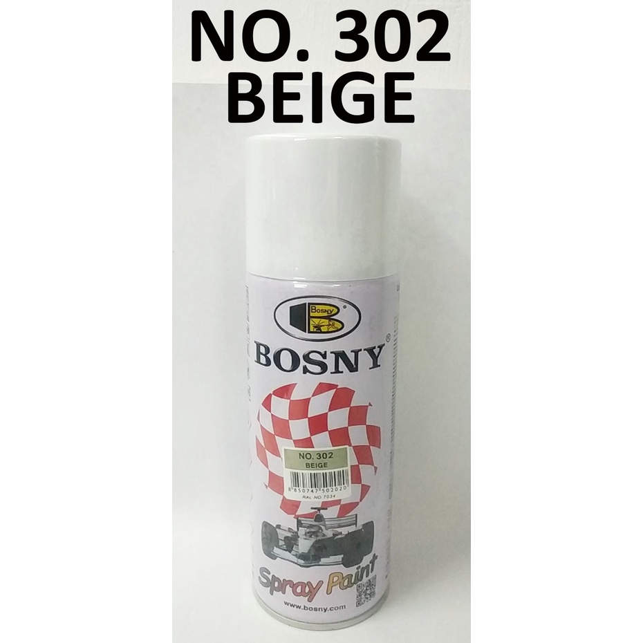 BOSNY SPRAY PAINT NO. 302 BEIGE ( 300 GRAMS PER CAN ) QUICK DRYING LACUER SPRAY 100 ACRYLIC